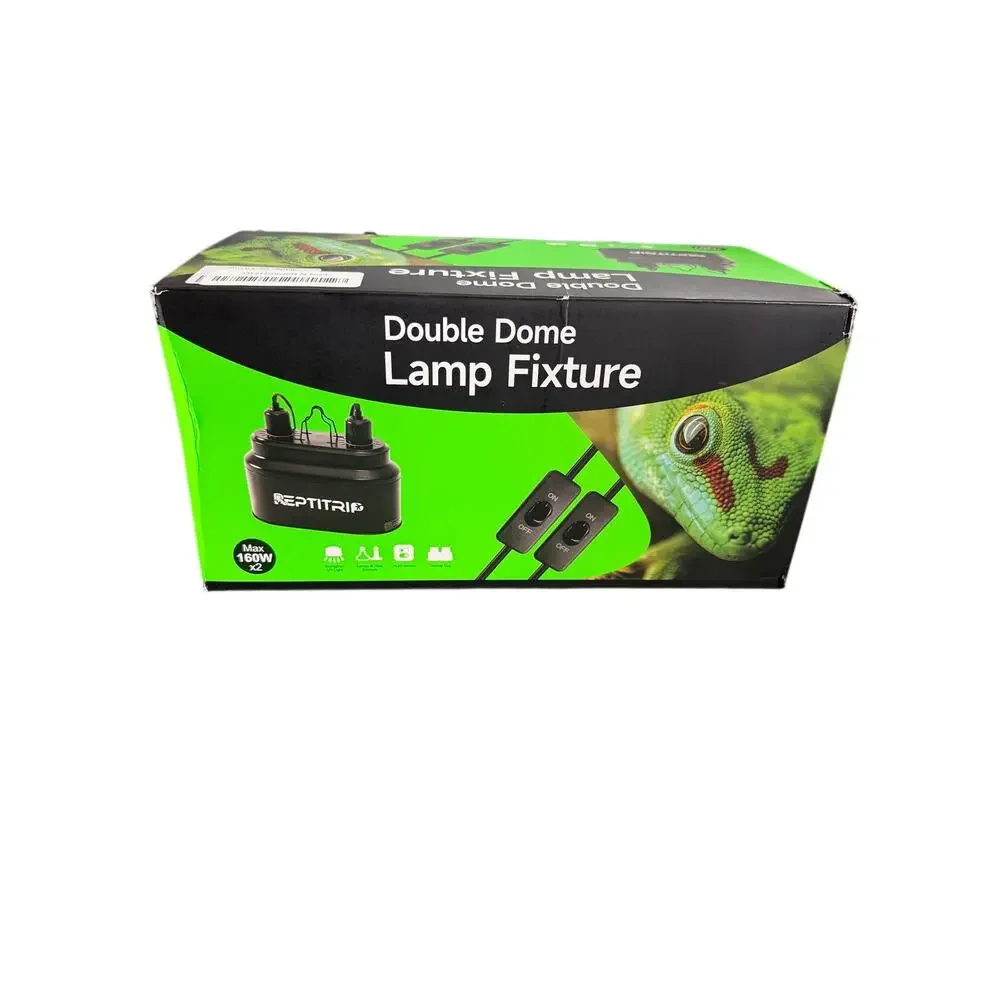 Reptitrio Double Dome Reptile Lamp Fixture Dual Bulb Heat Light 320W NIB